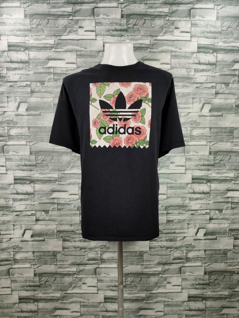 Adidas Trefoil Floral Logo Black Shirt