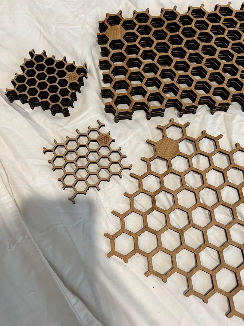 Bamboo coasters and placemats set, Furniture & Home Living