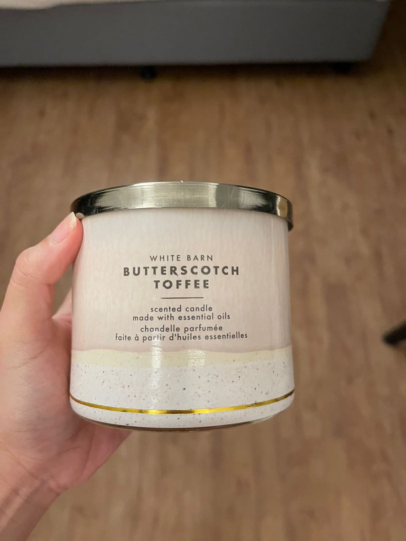 Bath and Body Works Butterscotch Toffee 3 wick Candle, Furniture & Home