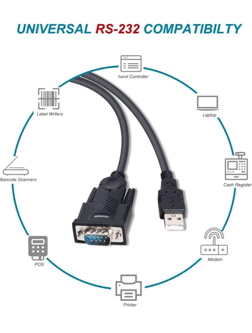 BENFEI USB to Serial Adapter, DB9 USB to RS232 Male Serial Cable (9