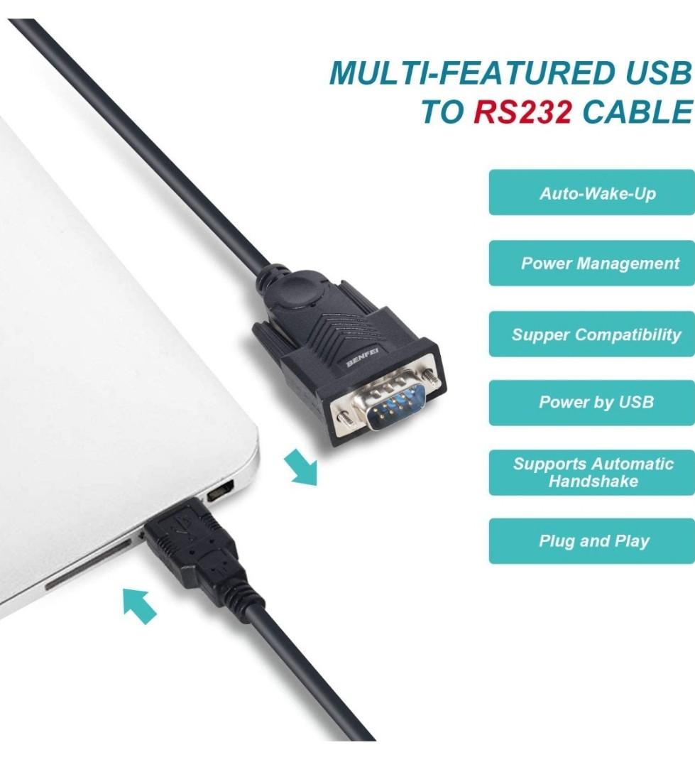 BENFEI USB to Serial Adapter, DB9 USB to RS232 Male Serial Cable (9
