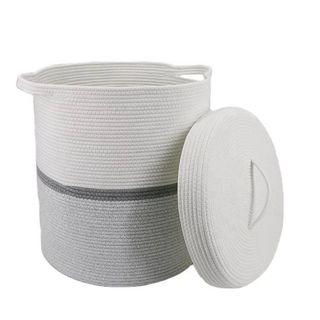Big woven cloth basket with lid / big organizer / minimalist hamper