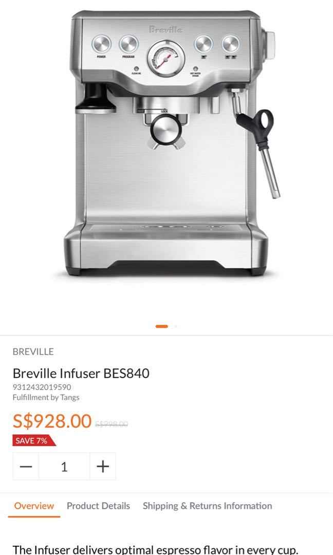 Breville infuser espresso machine bes840 clearance