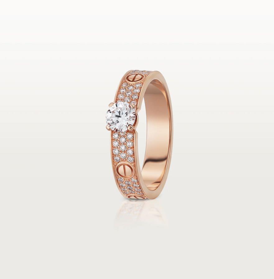 Cartier Love Solitaire 18K Rose Gold with Diamonds Women s