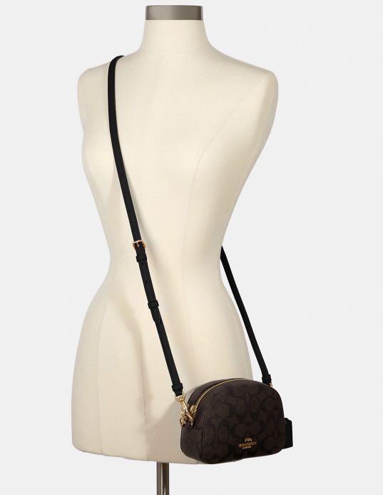 Coach Mini Serena Crossbody in Brown Black Signature Canvas, Women's