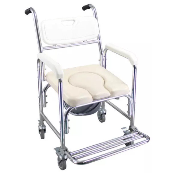 Commode Chair Aluminum Alloy with Wheels And Footrest, Health ...