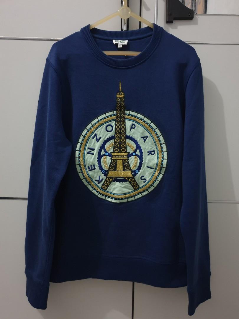 Crewneck kenzo paris eiffel tower, Fesyen Pria, Pakaian Atasan