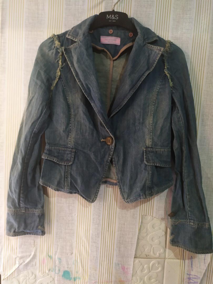 Crop Blazer Jeans, Fesyen Wanita 