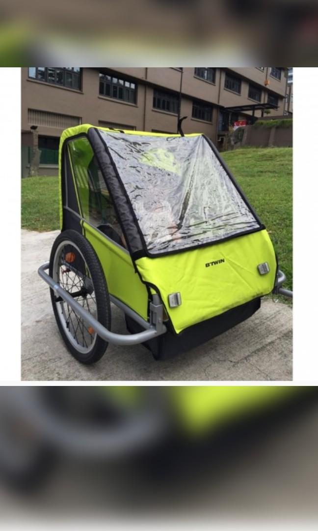 Decathlon Btwin bike child trailer (can sit 2 children), Sports