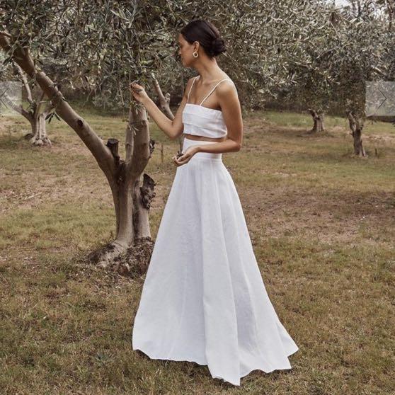 Dissh white linen skirt outlet