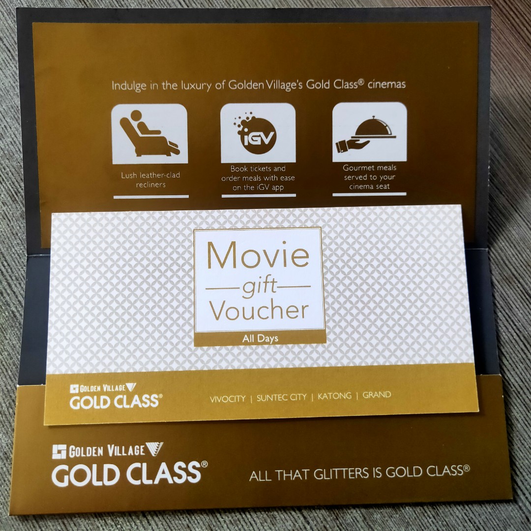 Gv Gold Class Movie Ticket, Tickets & Vouchers, Event Tickets on Carousell
