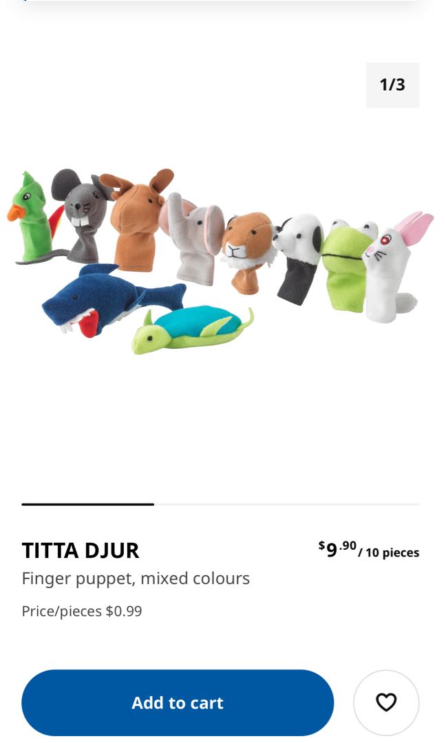 TITTA DJUR Finger puppet, mixed colors - IKEA