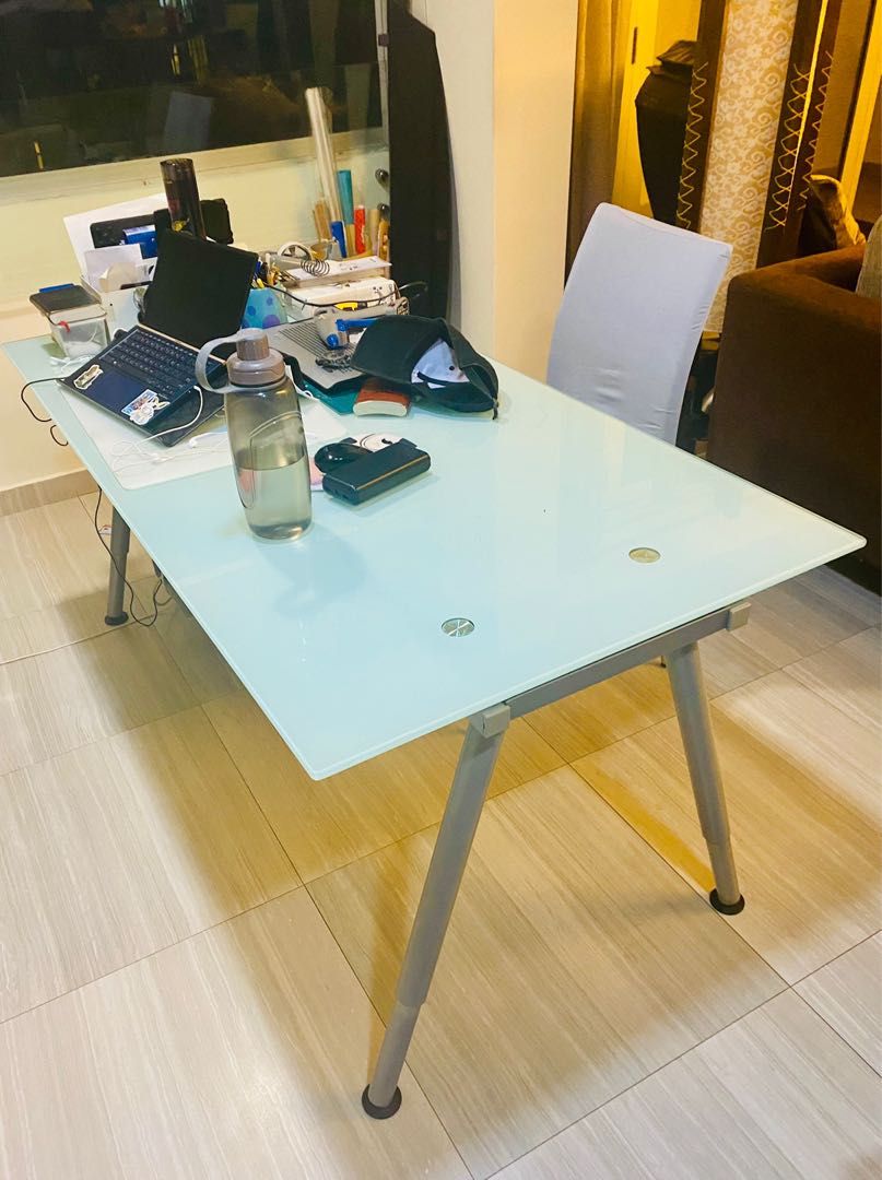 Ikea galant glass on sale top desk