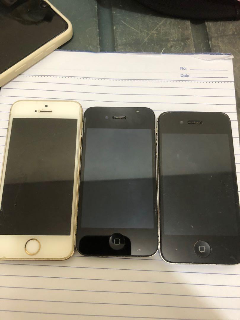 Iphone as pack (Category: Others) located in Taguig. Submitted by donpakundo13 (Listing ID 1124481402, Image 1). Description: Bawas kalat.ok pa lahat,palitin lang mga battery pero nagana pa,openline lahat.4s,4s,5s.