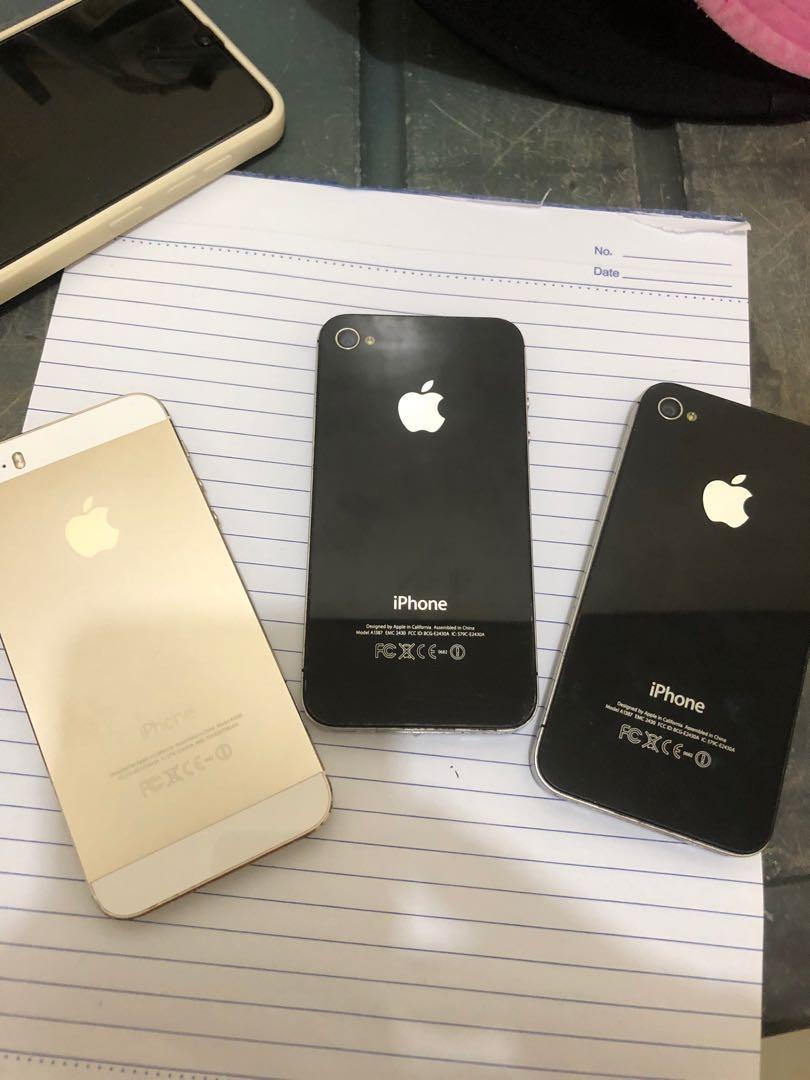 Iphone as pack (Category: Others) located in Taguig. Submitted by donpakundo13 (Listing ID 1124481402, Image 2). Description: Bawas kalat.ok pa lahat,palitin lang mga battery pero nagana pa,openline lahat.4s,4s,5s.