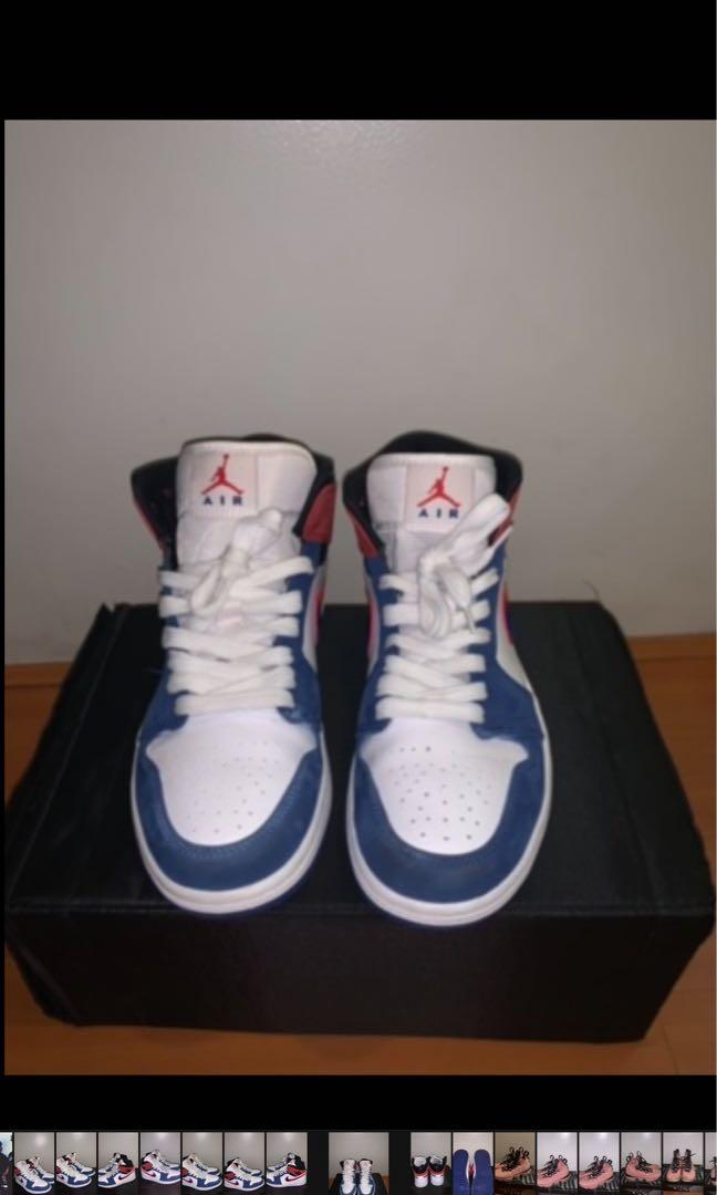 Jordan 1 mid rush blue university red 