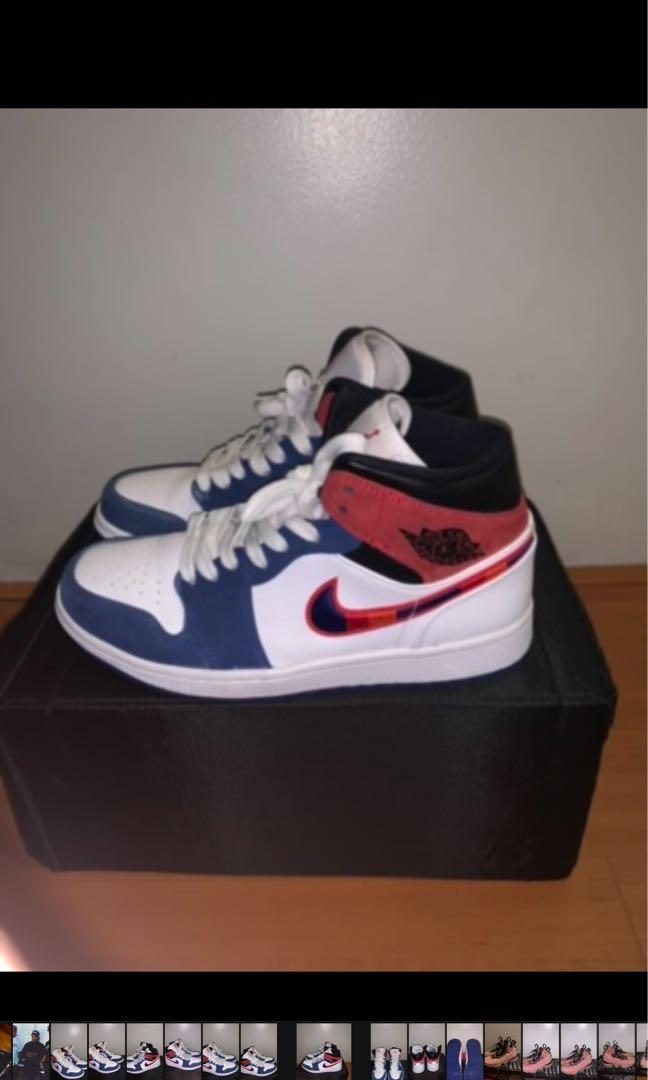 Jordan 1 mid rush blue university red 