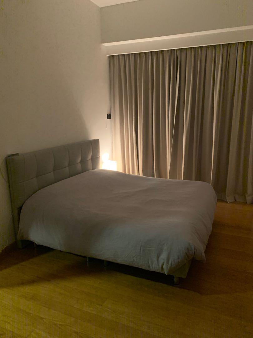 King sized bed frame + tempurpedic mattress, Furniture & Home Living