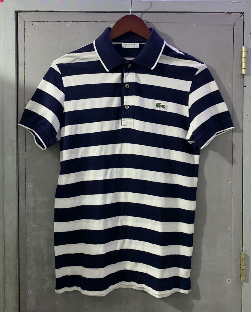 Lacoste stripes polo Men's Fashion, Tops & Sets, Polo Shirts on Carousell