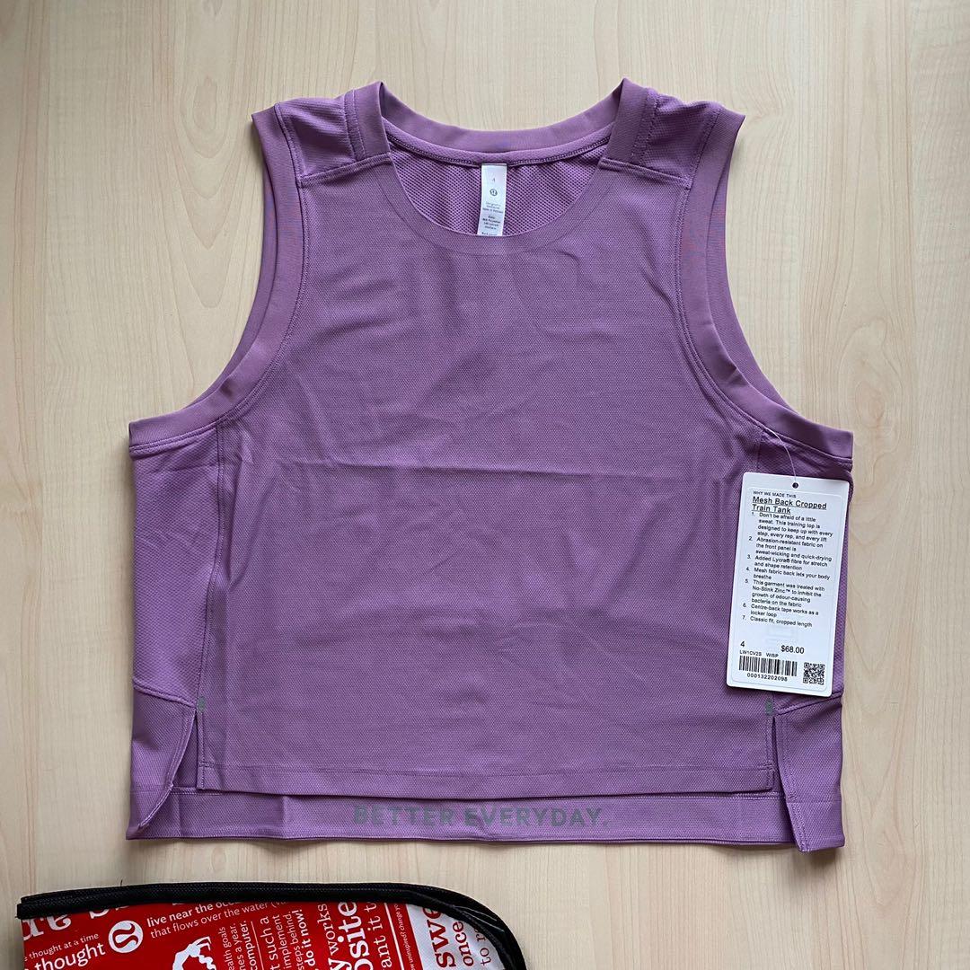 NWT Lululemon Mesh Back Cropped Train Tank Top Wisteria Purple Sz 12