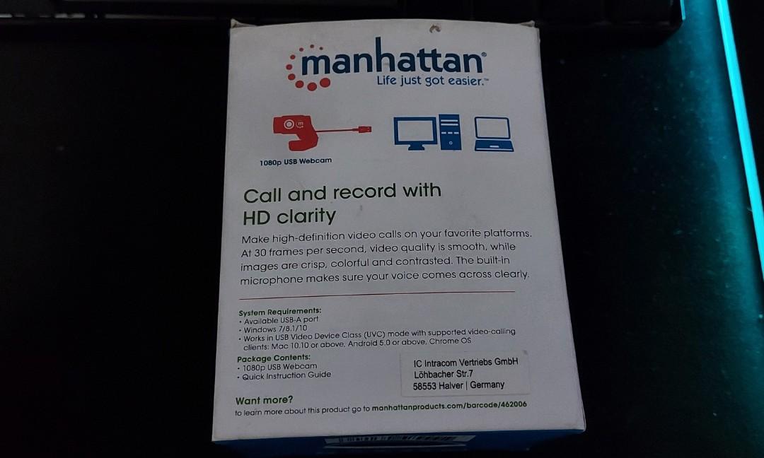 Manhattan Webcam USB Full HD (462006)