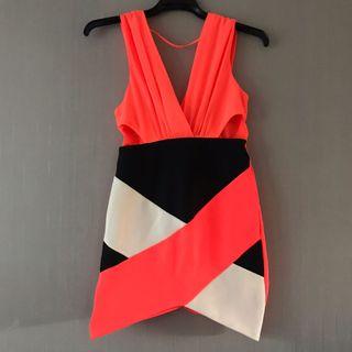 New with Tag. Neon Orange Cut Out Dress Size 10.