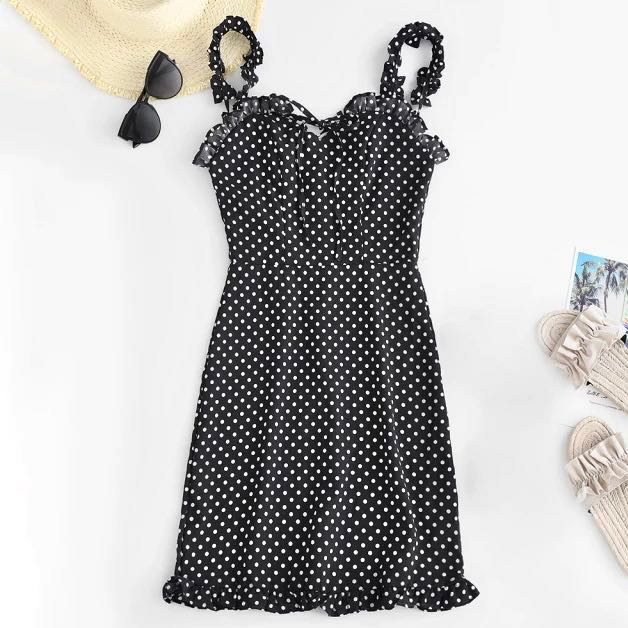 dot ruffle dress