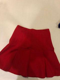 Red Flare Skirt A Line bahan tebal