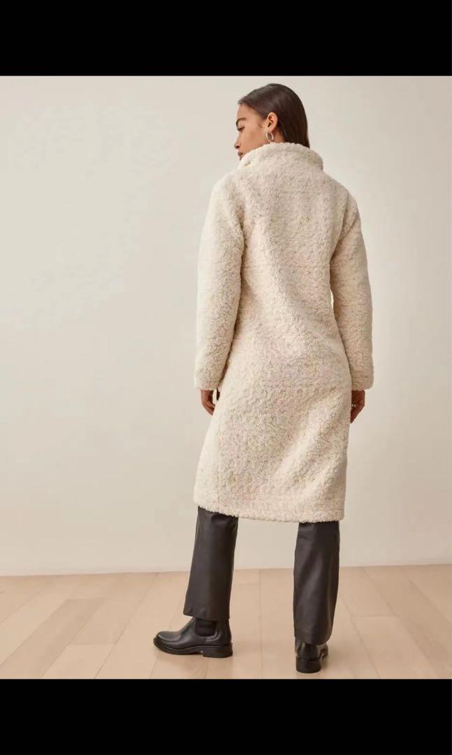 Reformation Bromley teddy fur winter coat authentic white