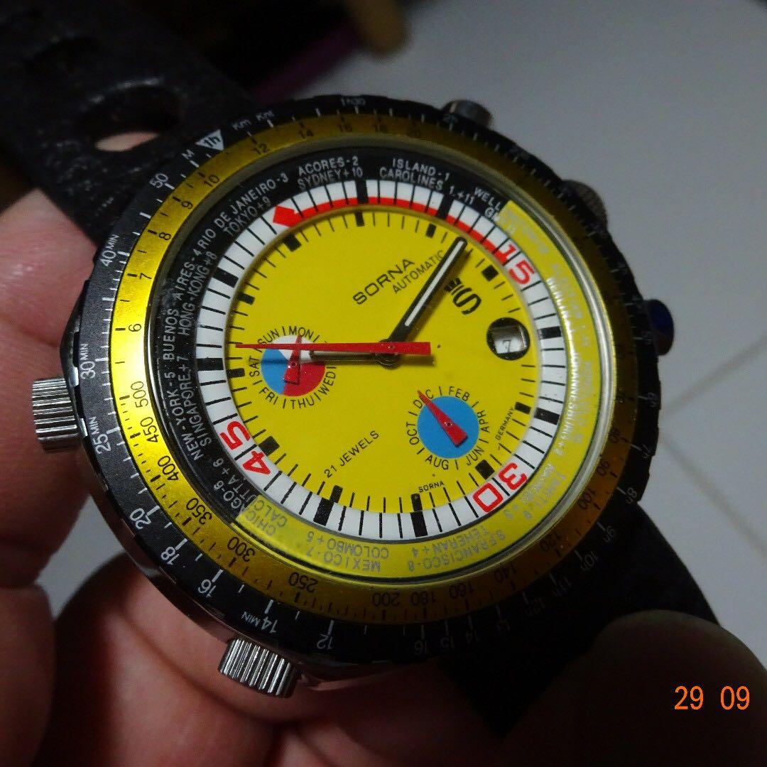 Sorna - Milanaise - Watch - Wrist Automatic - Worldtimer - Black - Retro |  eBay
