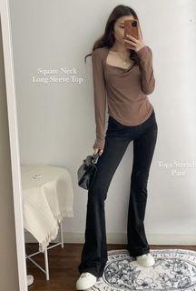 Square Neck Long Sleeve Top