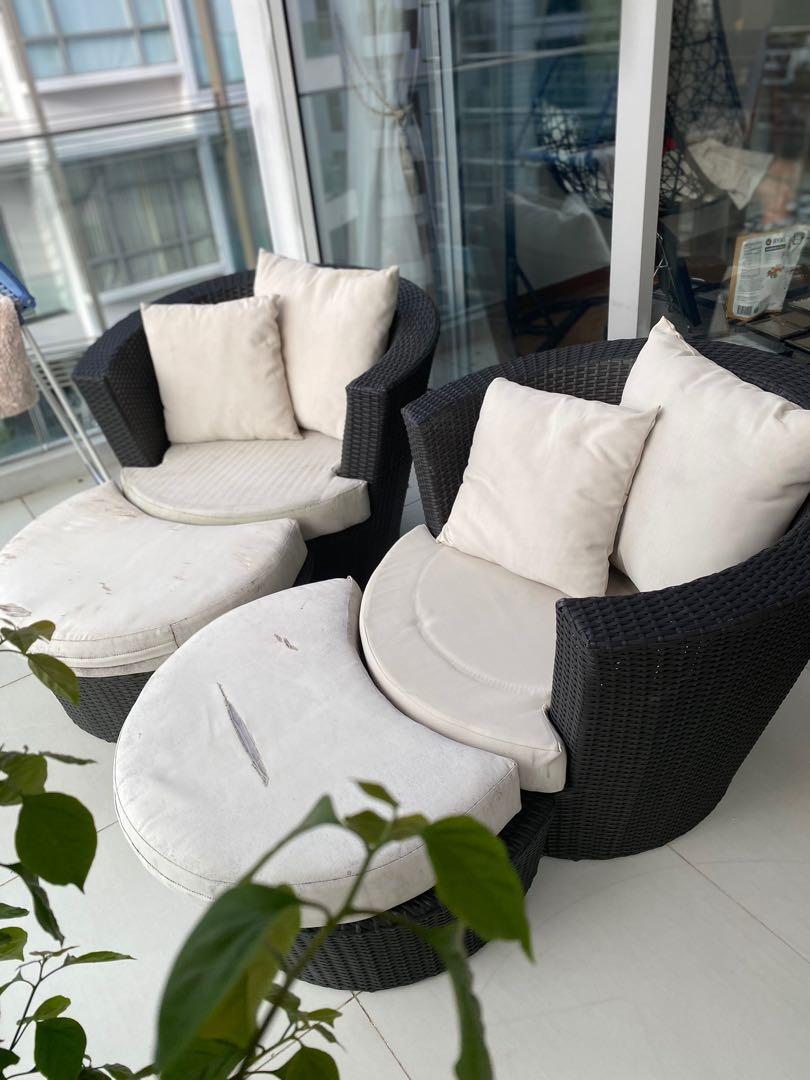 Synthetic rattan chairs, Furniture & Home Living, Outdoor Furniture on