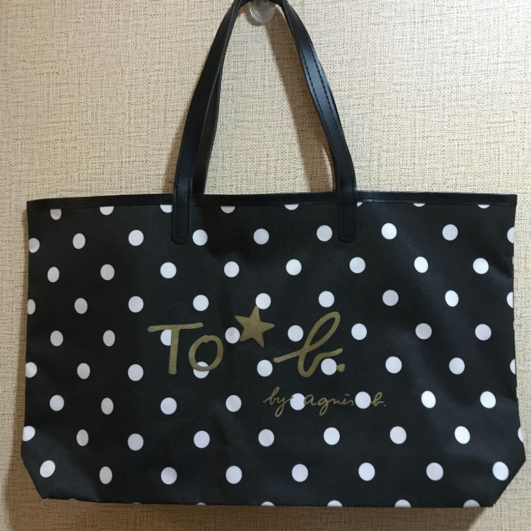 To B by Agnes B Canvas Tote Bag (Category: Tote Bags) located in Davao. Submitted by peanut316 (Listing ID 1124446689, Image 1). Description: Good vintage condition. Minimal signs of use. Feels like canvas to me No zip or pockets - a simple tote :) Leather or PU trim and handles Flat measurement w/o handle: L 43cm H 26cm Bottom width 8cm Light mark noted inside - see circled in red in one of the photos, though a bit hard to see. Please check all 