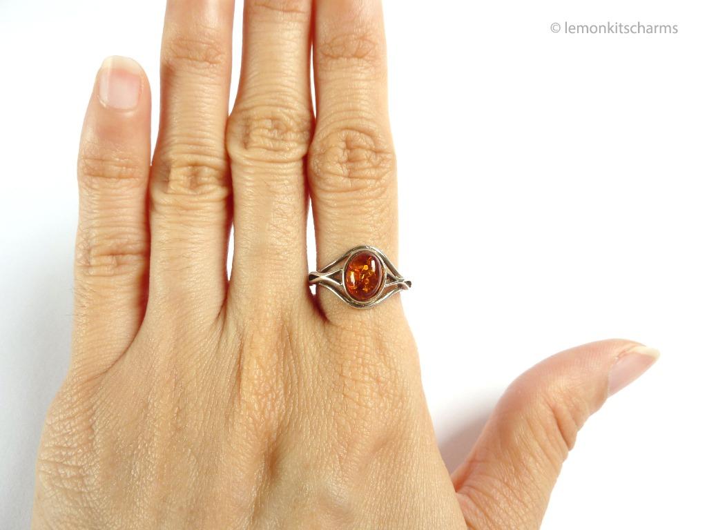 Vintage Amber Sterling Silver Ring US Size 5.25, rg189-ci, Women's Fashion,  Jewelry  Organisers, Rings on Carousell