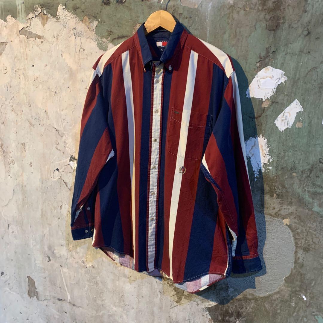 Tommy Hilfiger, Shirts, Vtg 9s Colorful Tommy Hilfiger Stripe Ls Shirt