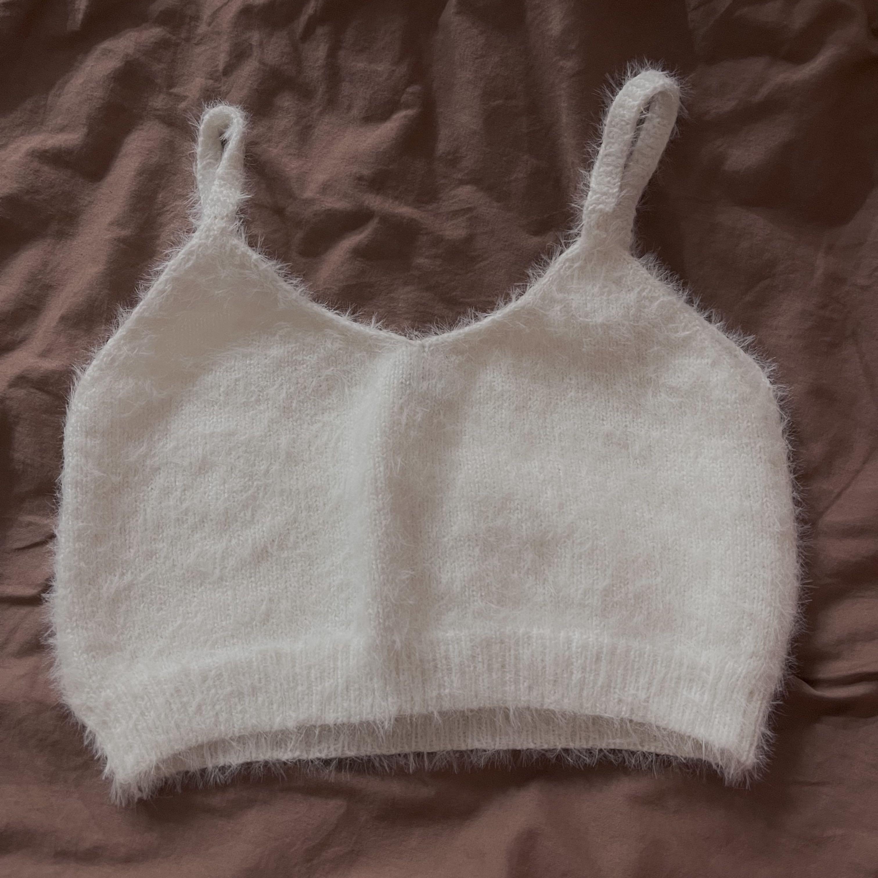 White Fur Crop Top