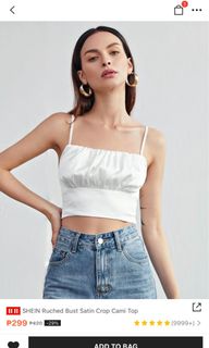 SHEIN Ruched Bust Satin Crop Cami Top