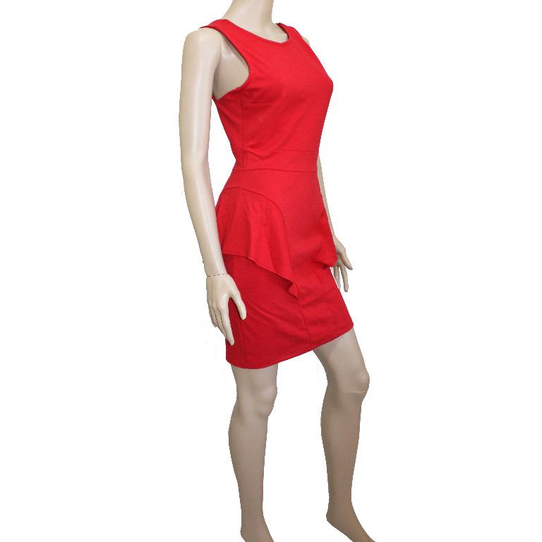 strapless open back dress Zara Red