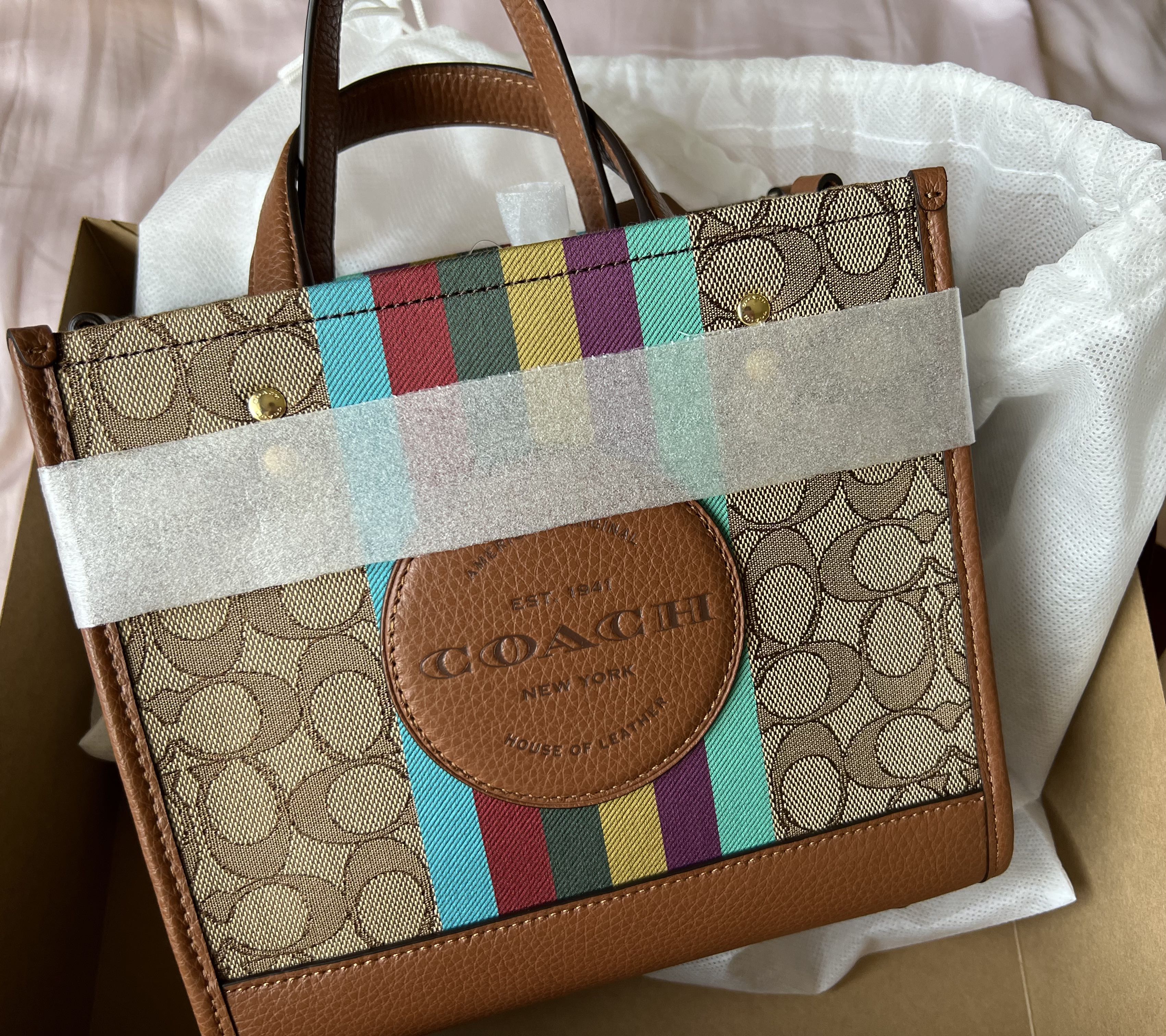 Coach stripe handbag shop