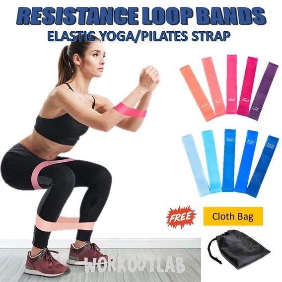 🇸🇬 [Ready Stock] 5pcs yoga/pilates elastic resistance loop band