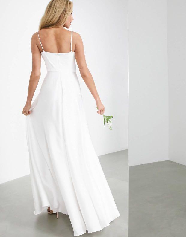 ASOS EDITION Rosie Satin Cami Wedding Dress with Square Neck, Women's ...