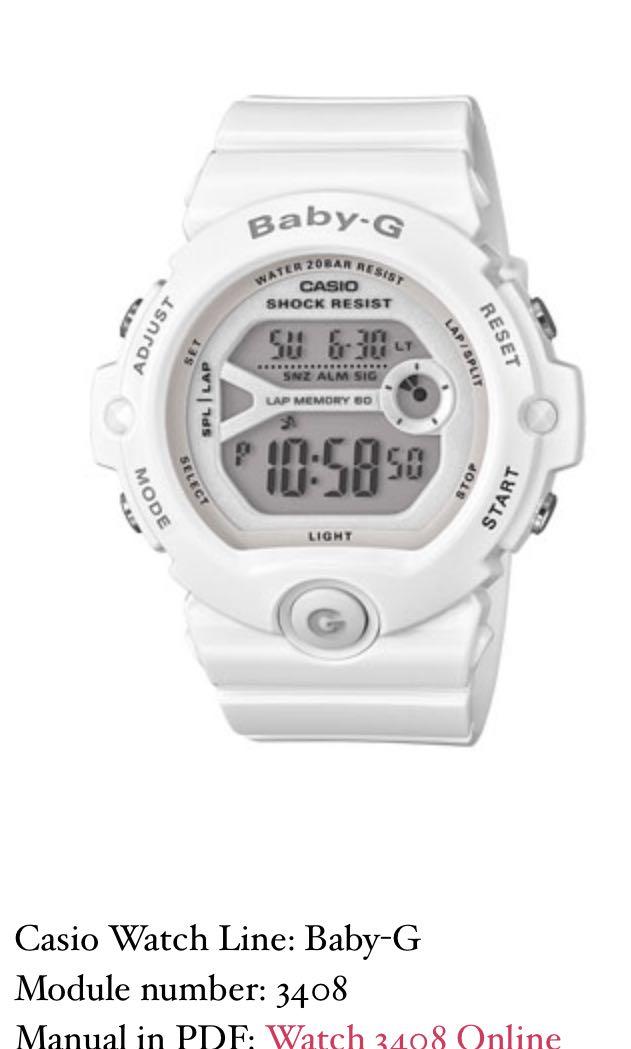 NEW Authentic Baby G Watch Gshock Casio Shock Resist White colour and waterproof Casio Baby G 3408 Watch White