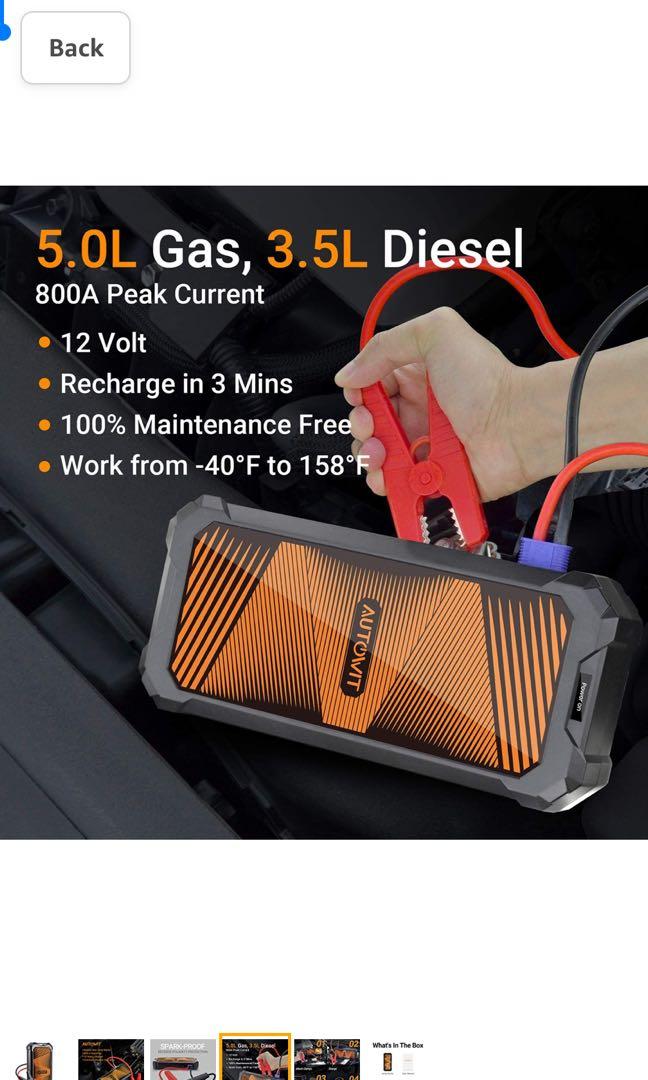 autowit SuperCap 2 Lite 12V Batteryless Jump Starter (Up to 5.0L Gas, 3.5L Diesel Engine) 700A