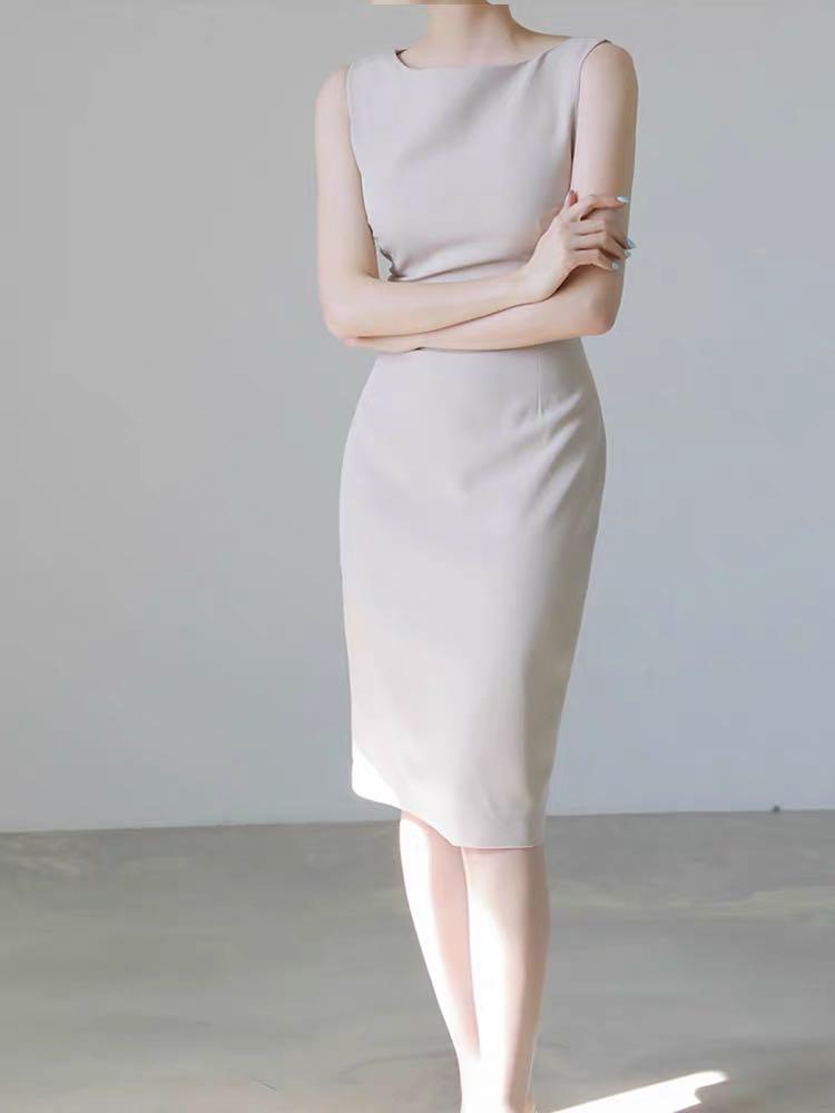 Beige sales office dress