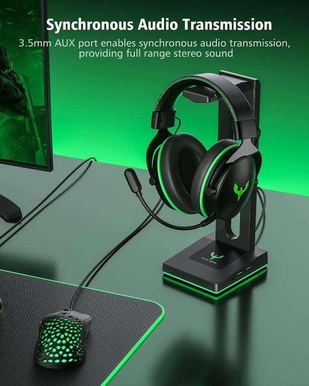 Blade Hawks Rgb Headphone Stand Gaming Headphone Stand With 2 Usb Charging Ports 35mm Aux 