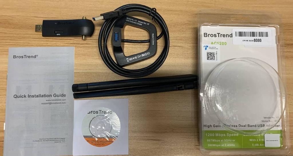 BrosTrend USB WiFi Adapter, 5 Feet Extension Cable