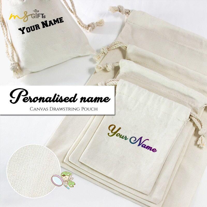 Personalised best sale drawstring pouch