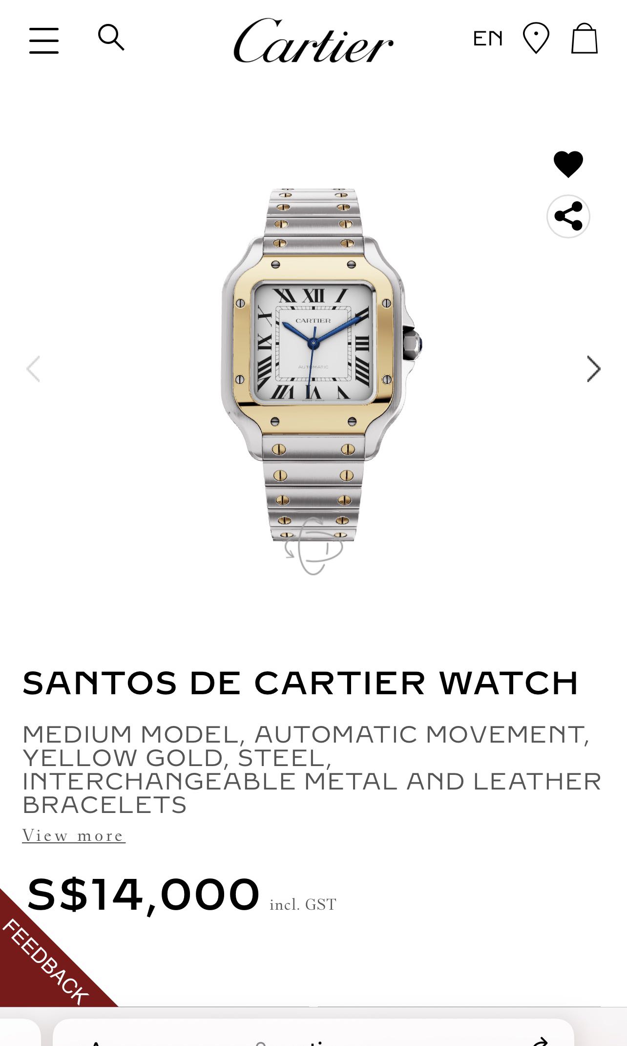 Cartier Santos Medium Half Yellow Gold 