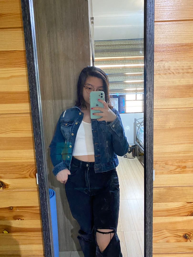 celebrity pink denim jacket