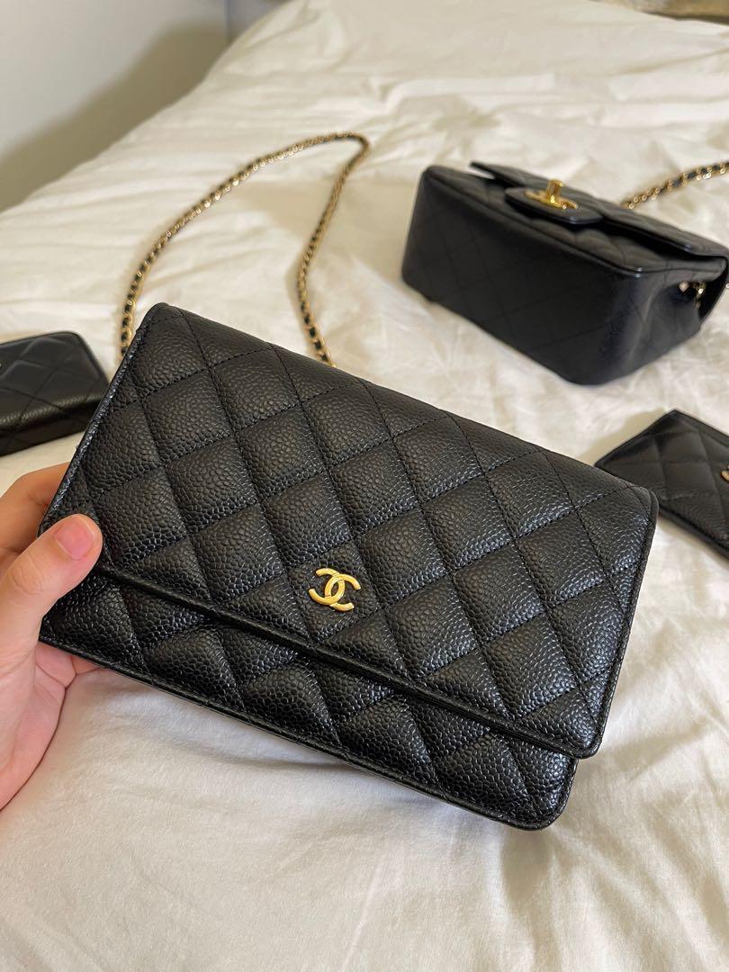 Chanel Black Caviar with Gold Hardware Wallet on Chain (WOC)